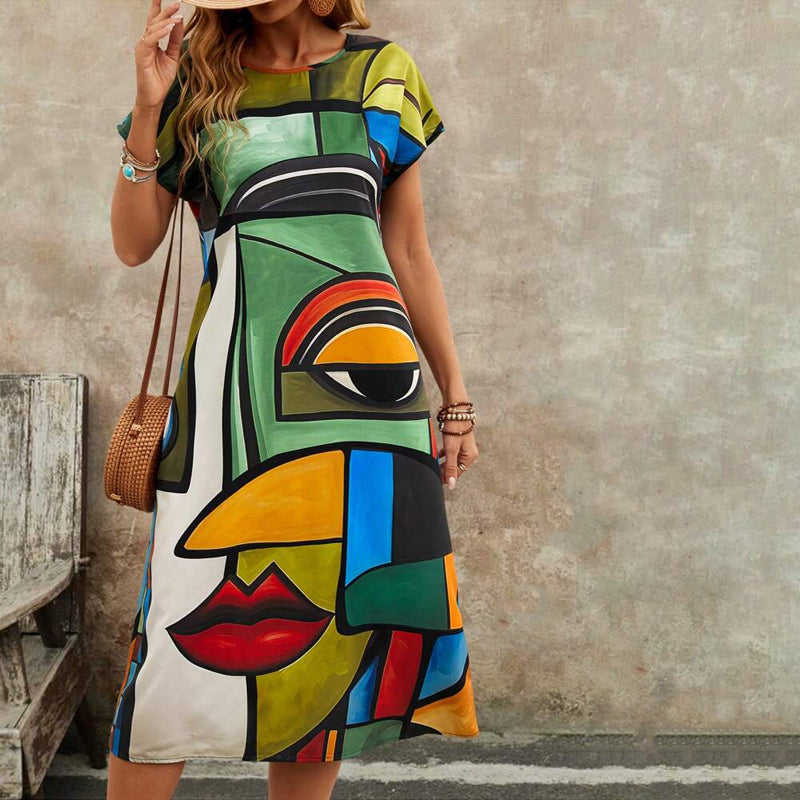 Casual Dress with Abstract Print