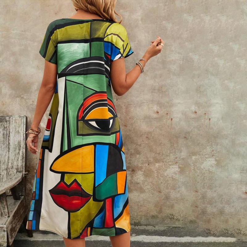 Casual Dress with Abstract Print