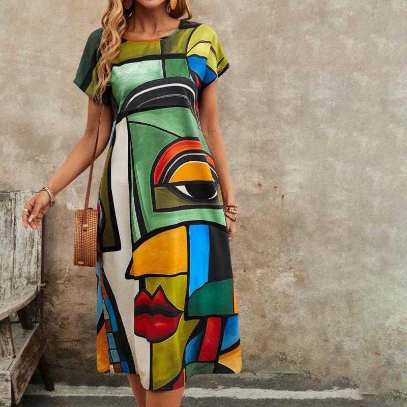 Casual Dress with Abstract Print