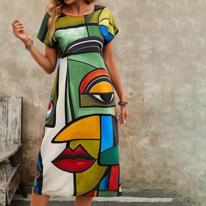 Casual Dress with Abstract Print
