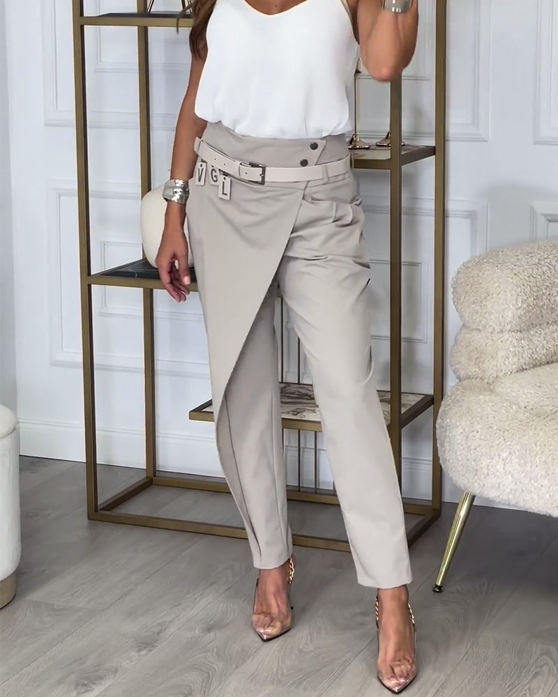 Sienna | Chic Patchwork Trousers with Belt