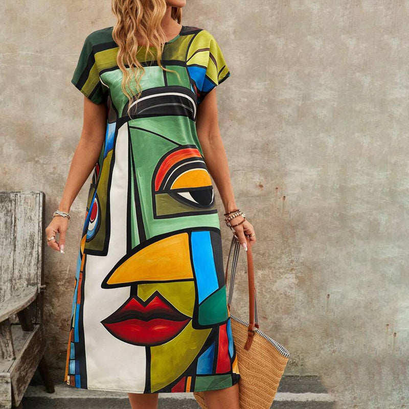Casual Dress with Abstract Print