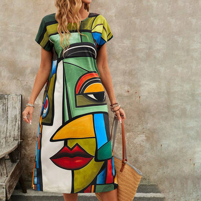 Casual Dress with Abstract Print