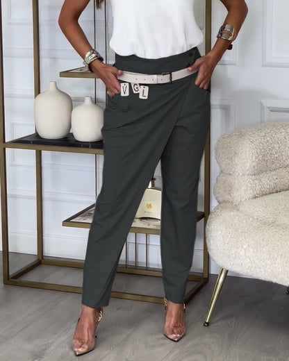 Sienna | Chic Patchwork Trousers with Belt