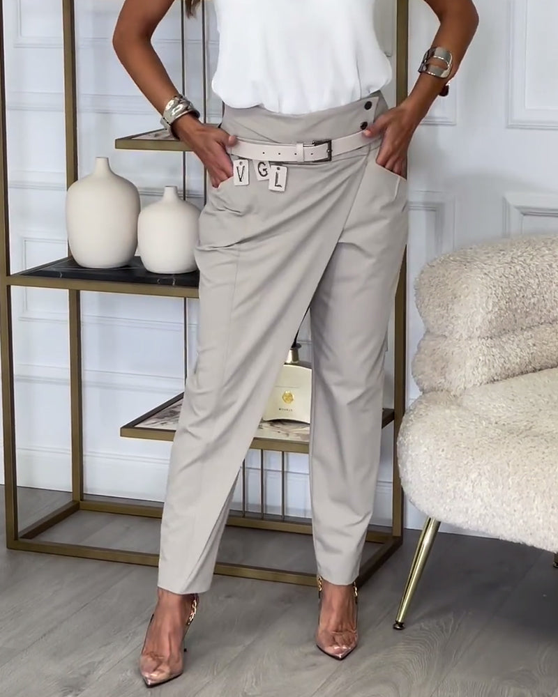 Sienna | Chic Patchwork Trousers with Belt