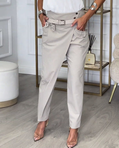 Sienna | Chic Patchwork Trousers with Belt