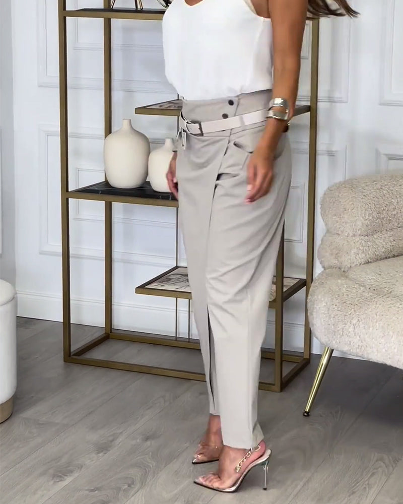 Sienna | Chic Patchwork Trousers with Belt